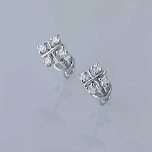 Пусеты из серебра c бриллиантами