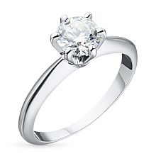 Классическое кольцо из белого золота с бриллиантом