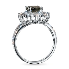 Кольцо из белого золота с хромдиопсидом и бриллиантами