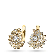 Серьги из желтого золота c бриллиантами выращенными