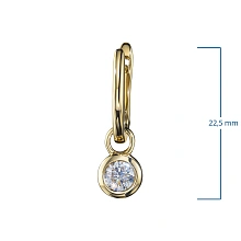Серьги из желтого золота с бриллиантом