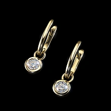 Серьги из желтого золота с бриллиантом