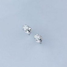 Пусеты из серебра с бриллиантом