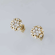 Пусеты из желтого золота с бриллиантами (изготовление)