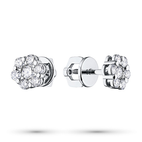 Пусеты из белого золота с бриллиантами