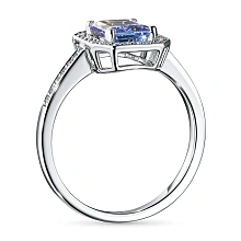 Кольцо из белого золота с танзанитом и бриллиантами