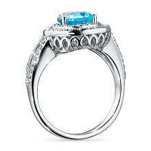 Кольцо из белого золота с топазом и бриллиантами