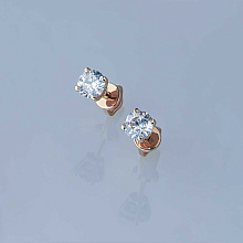 Пусеты из красного золота (изготовление) с бриллиантом