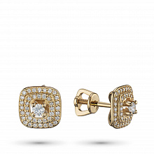 Пусеты из желтого золота с бриллиантами (изготовление)