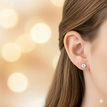 Пусеты из серебра с бриллиантом