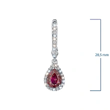 Серьги из белого золота с рубинами и бриллиантами