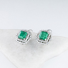 Серьги из белого золота с изумрудами и бриллиантами (изготовление)