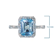 Кольцо из белого золота с топазом и бриллиантами