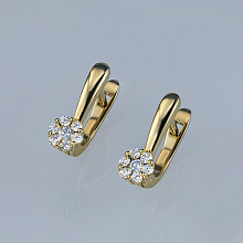 Серьги из желтого золота c бриллиантами выращенными