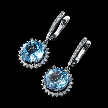 Серьги из белого золота с топазами и бриллиантами