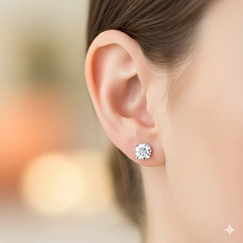 Пусеты из белого золота с бриллиантом