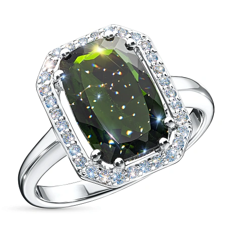 Кольцо из белого золота с хромдиопсидом