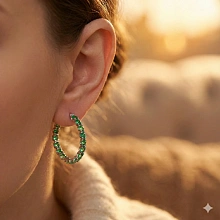 Серьги из серебра с изумрудами и бриллиантами