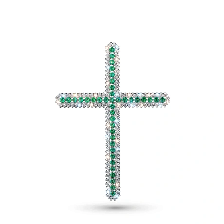 Подвеска из белого золота с изумрудами