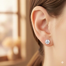 Пусеты из желтого золота с бриллиантом