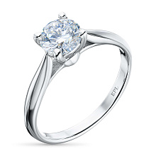 Классическое кольцо из белого золота с бриллиантом