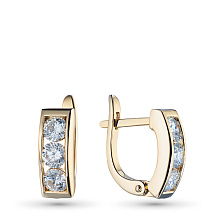 Серьги из желтого золота c бриллиантами выращенными