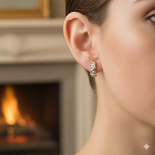 Серьги из комбинированного золота c бриллиантами