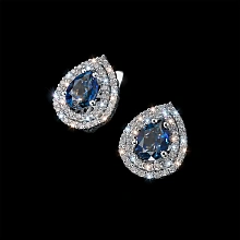 Серьги из белого золота с сапфирами и бриллиантами