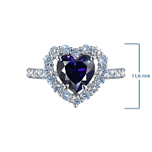 Кольцо из белого золота с сапфиром и бриллиантами