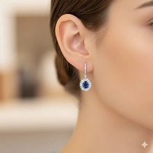 Серьги из белого золота с сапфирами и бриллиантами