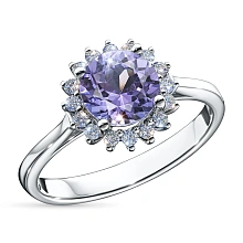 Кольцо из белого золота с танзанитом и бриллиантами