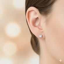 Пусеты из серебра с бриллиантом