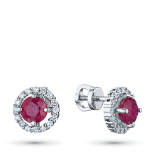 Пусеты из белого золота с танзанитами и бриллиантами (изготовление)