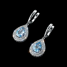 Серьги из белого золота с топазами и бриллиантами