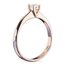 Классическое кольцо из красного золота с бриллиантом