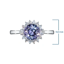 Кольцо из белого золота с танзанитом и бриллиантами