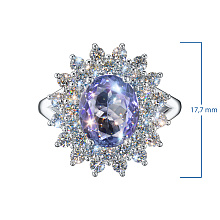 Кольцо из белого золота с танзанитом и бриллиантами