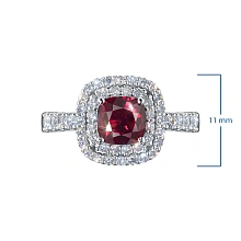 Кольцо из белого золота с рубином и бриллиантами