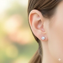 Пусеты из белого золота с бриллиантом