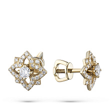 Пусеты из желтого золота с бриллиантами (изготовление)