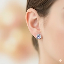 Пусеты из серебра с танзанитами и бриллиантами