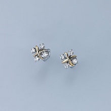 Пусеты из комбинированного золота с бриллиантами (изготовление)