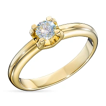 Кольцо из желтого золота с бриллиантом выращенным