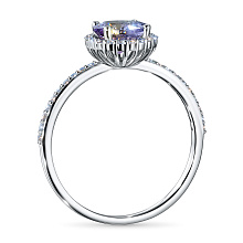 Кольцо из белого золота с танзанитом и бриллиантами