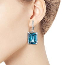 Серьги из белого золота с бриллиантами и топазами (изготовление)