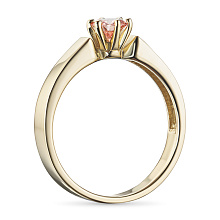 Классическое кольцо из желтого золота с бриллиантом выращенным