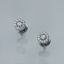 Пусеты из серебра c бриллиантами