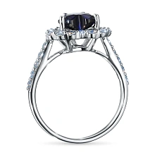 Кольцо из белого золота с сапфиром и бриллиантами