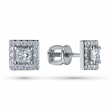 Пусеты из белого золота с бриллиантами (изготовление)