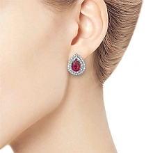 Серьги из белого золота с рубинами и бриллиантами